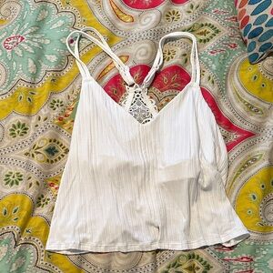 Aerie White Camisole with Lace Accent